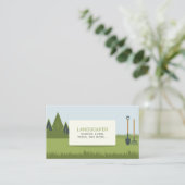 グリーンローン、シャベルとレーキ – ランドスキャパー 名刺 (スタンド正面)