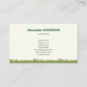 グリーンローン、シャベルとレーキ – ランドスキャパー 名刺 (裏面)