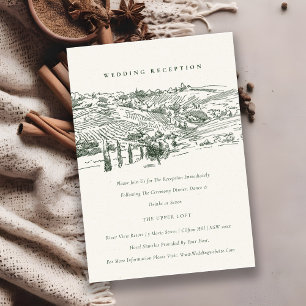 グリーンワイナリーマウンテンスケッチ結婚式レセプション エンクロージャーカード
