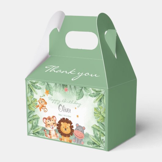 グリーンワイルドジャングルアニマルトロピカルボーイ誕生日 フェイバーボックス (正面サイド)