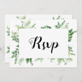 グリーンワイルドハーブ春リーフRsvpカード 招待状 (正面/裏面)
