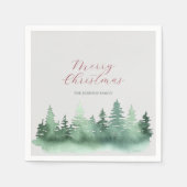 グリーンワイルドフォレストクリスマスツリー スタンダードカクテルナプキン (正面)