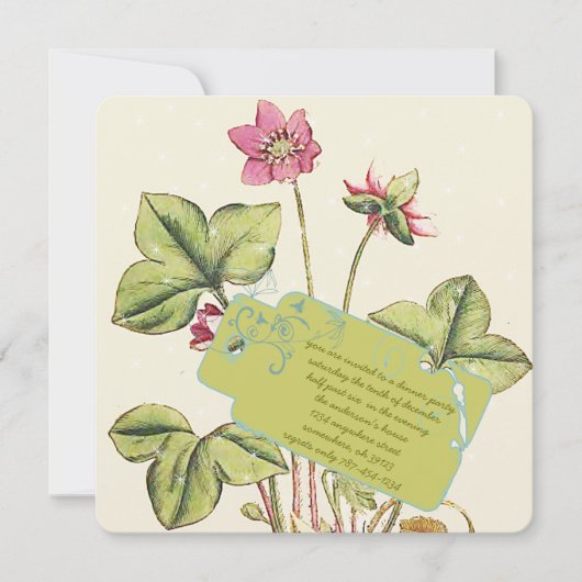 グリーンワイルドフラワーディナー招待状 招待状 (正面)