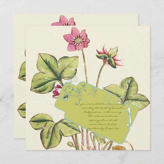 グリーンワイルドフラワーディナー招待状 招待状 (正面/裏面)