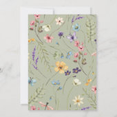 グリーンワイルドフラワーワイルドフラワーフローラ庭園の結婚式 招待状 (裏面)