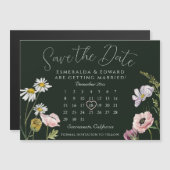 グリーンワイルドフラワー結婚のカレンダー日付を保存 (正面/裏面)