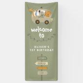 グリーンワイルドワンサファリアニマルズファースト誕生日 横断幕 (縦)