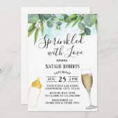 グリーンワイングラスベビーボトルワイナリーベビーシャワー 招待状 (正面/裏面)