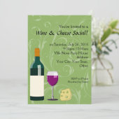 グリーンワイン&チーズソーシャルパーティーフラット招待状 招待状 (スタンド正面)