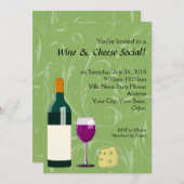グリーンワイン&チーズソーシャルパーティーフラット招待状 招待状 (正面/裏面)