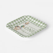 グリーンワンラッキーアヒル気球1st誕生日 ペーパープレート (傾斜あり)