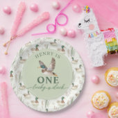 グリーンワンラッキーアヒル1st誕生日紙プレート ペーパープレート (パーティー)