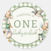 グリーンワンラッキーダックバルーン1stバースデーシール ラウンドシール (正面)