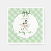 グリーンワンラッキーダックボーイ1stバースデーナプキンズ スタンダードカクテルナプキン (正面)