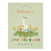 グリーンワン間抜けグースファースト誕生日ウェルカムサイン ポスター (正面)