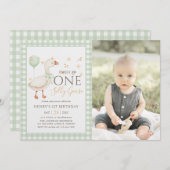 グリーンワン間抜けグース1stバースデーフォト 招待状 (正面/裏面)