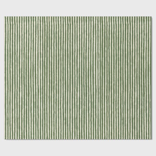 グリーンヴィンテストライプのージクリスマスホリデークラシック ラッピングペーパー (フラット)