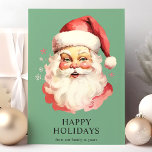 グリーンヴィンテージウォーターカラーサンタクロースクリスマス シーズンカード<br><div class="desc">緑のフェスティバル水彩サンタクロースのクリスマスホリデーカードでヴィンテージの挨拶を送る！背景に魅力的サンタの懐かしい水彩画イラストレーションを施し、繊細な雪鮮やか雪で飾ったカード。休日の応援を広めるのに最適な、このカードはクリスマスの永遠の精神を捉える。内側は空白の、友人や家族のためにメッセージをパーソナライズできる。カード高品質ストックで作られたこのホリデーカードは必ず受信者に喜びを与える。共有この美しいヴィンテージのホリデーカードで季節のインスパイア魔法。</div>