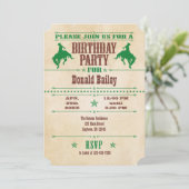 グリーンヴィンテージカウボーイ誕生日招待状 招待状 (スタンド正面)