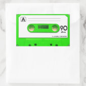 グリーンヴィンテージカセット音楽テープ 長方形シール (バッグ)