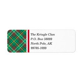 グリーンヴィンテージクリスマスプレイド ラベル