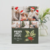 グリーンヴィンテージクリスマス4フォトファミリー シーズンカード (スタンド正面)