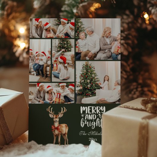 グリーンヴィンテージクリスマス6フォトファミリー シーズンカード