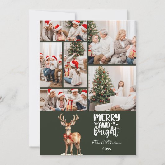 グリーンヴィンテージクリスマス6フォトファミリー シーズンカード (正面)