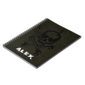 グリーンヴィンテージグランジスカルクロスボーンハロウィーン ノートブック (左側)