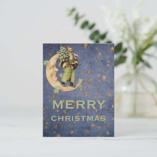 グリーンヴィンテージサンタクレセントムーンスターリーナイト シーズンポストカード (スタンド正面)