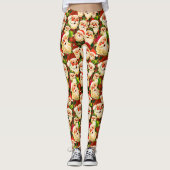 グリーンヴィンテージサンタクロースタータンチェックプレイドクリスマス レギンス (正面)