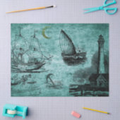 グリーンヴィンテージシップアンドライトハウス 薄葉紙 (クラフト)