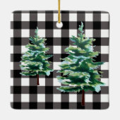 グリーンヴィンテージトラックアンドツリースクエアオーナメント セラミックオーナメント (裏面)