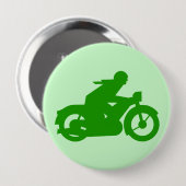 グリーンヴィンテージバイク用ステンシル 缶バッジ (正面&裏面)