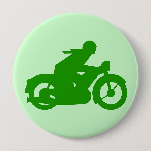 グリーンヴィンテージバイク用ステンシル 缶バッジ (正面)