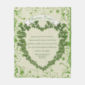 グリーンヴィンテージバナーアイリッシュ賛美ズクローバーハート フリースブランケット (正面)