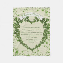 グリーンヴィンテージバナーアイリッシュ賛美ズクローバーハート フリースブランケット