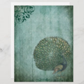 グリーンヴィンテージピーコックスクラップブック紙 (正面/裏面)