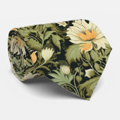 グリーンヴィンテージフラワー抽象芸術モダンフローラアート ネクタイ (ロール)