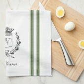 グリーンヴィンテージフランスのスタイルサック名前をカスタムする キッチンタオル (四つ折り)