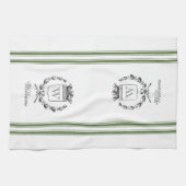 グリーンヴィンテージフランスのスタイルサック名前をカスタムする キッチンタオル (横)