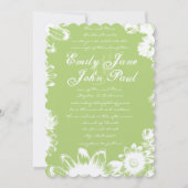 グリーンヴィンテージフローラ素朴カントリーウェディング招待状 招待状 (正面)