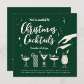 グリーンヴィンテージホリデードリンクとカクテル招待状 招待状 (正面/裏面)