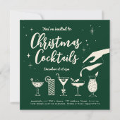 グリーンヴィンテージホリデードリンクとカクテル招待状 招待状 (正面)
