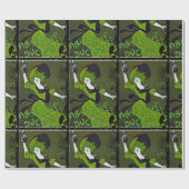 グリーンヴィンテージポスターラッピング紙 ラッピングペーパー (フラット)