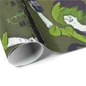 グリーンヴィンテージポスターラッピング紙 ラッピングペーパー (ロールコーナー)