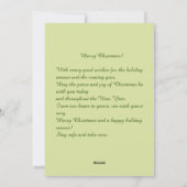 グリーンヴィンテージメリークリスマスとポインセチア シーズンカード (裏面)