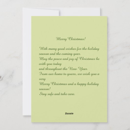 グリーンヴィンテージメリークリスマスとポインセチア シーズンカード (裏面)