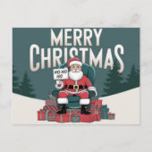 グリーンヴィンテージメリークリスマスサンタクロースho ho ho ポストカード (正面)
