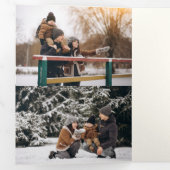 グリーンヴィンテージメリークリスマスマルチフォト 三つ折りクリスマスカード (内部最初)